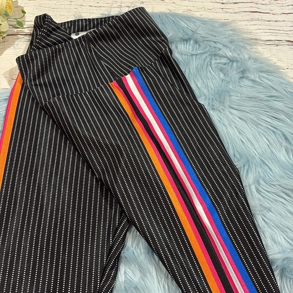 GOLDSHEEP Atlas Stripe Leggings Colorful Side Stripe Full Length Size Small - Picture 4 of 9
